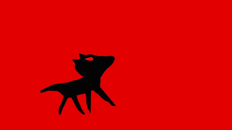 une forme de loup sur un fond rouge