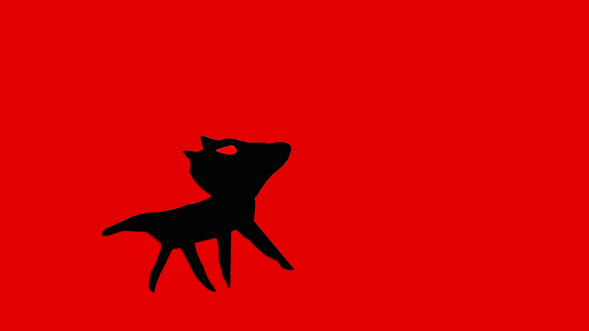 une forme de loup sur un fond rouge